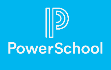 PowerSchool logo in white on a blue background