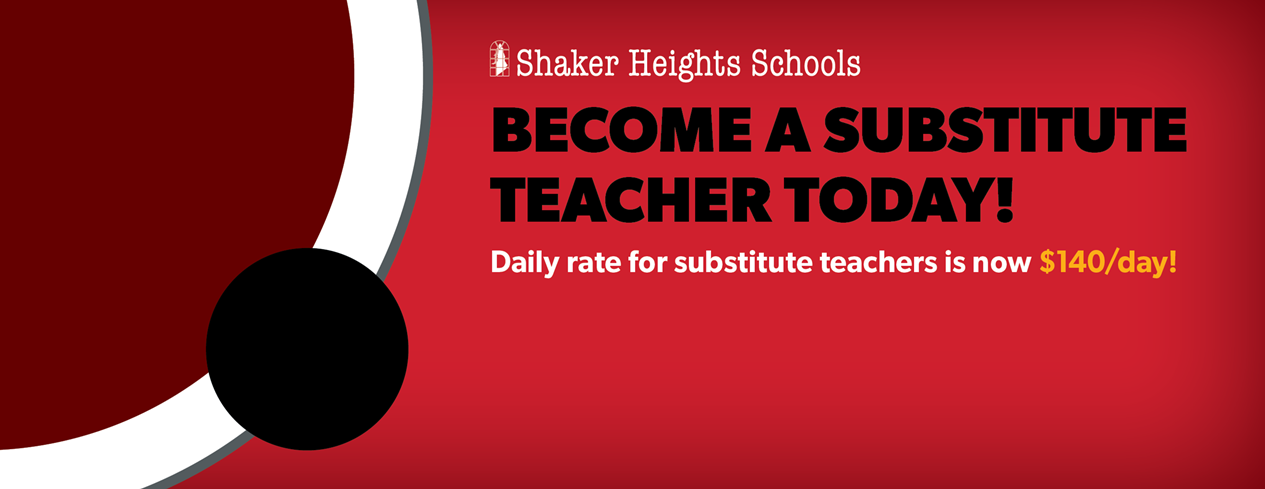 Text that reads: Become a substitute teacher today! Daily rate for substitute teacher is now $140/day!
